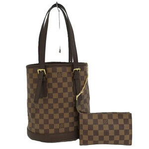 Louis Vuitton Marais Damier Ebene Canvas Bucket Shoulder Bag Brown
